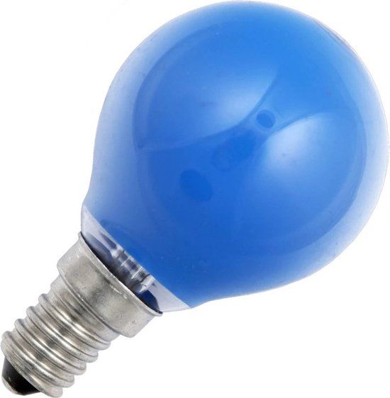 Merkloos E14 Kogel Gloeilamp - 25W Blauw - Dimbaar