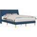 Lit Double Lit Adulte Cadre De Lit Avec Tête De Lit Bleu 120 x 190 cm Tissu