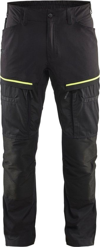 Blåkläder Service werkbroek met stretch 1456-1845 - Mannen - Zwart/Geel - 48