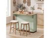 HOMCOM Îlot de cuisine vert plateau pliant rangement roulettes 2 tiroirs