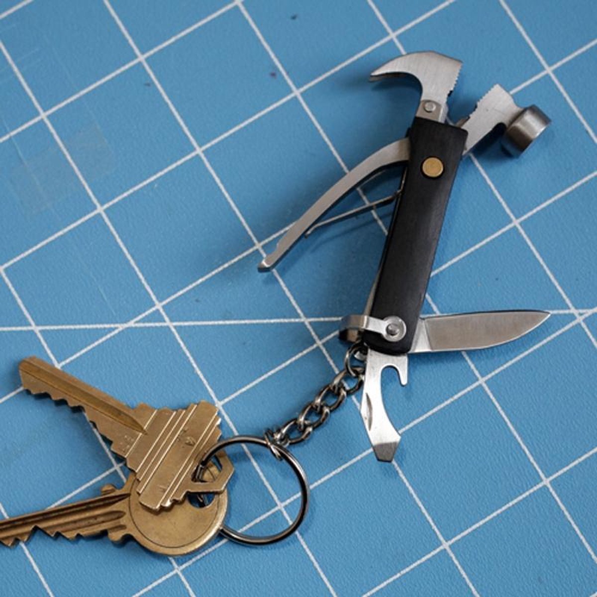 Kikkerland multitool Mini Hammer 3,4 x 13 cm hout/RVS zwart