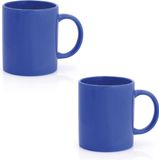 Bellatio Design tasse à café - 4x - céramique - brillant - avec anse - bleu - 370 ml