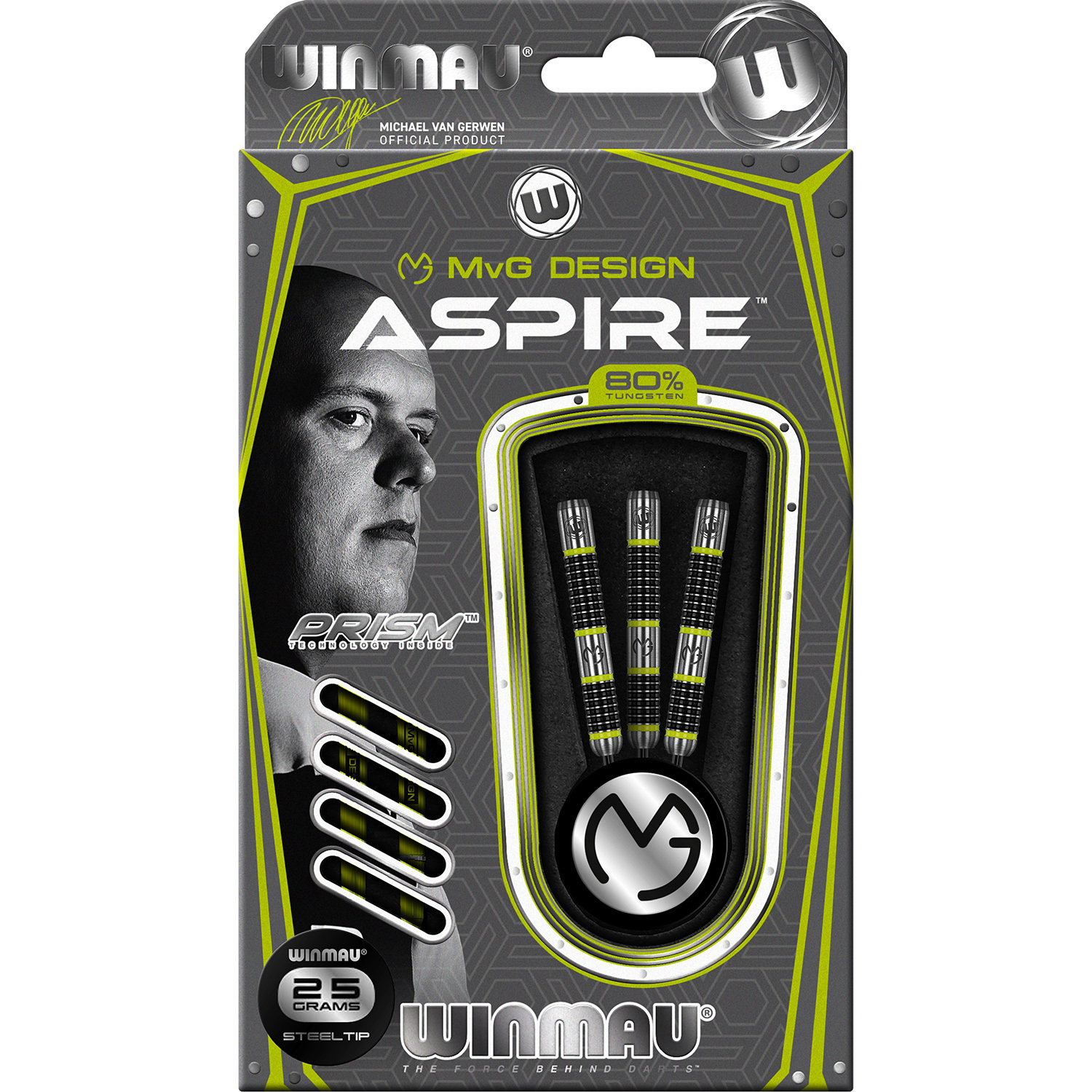 WINMAU Winmau Michael van Gerwen Aspire 80% tungsten steeltip dartpijlen 25 gram