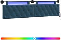 vidaXL - Hangend hoofdbord - Met LED-verlichting - Blauw - Fluweel