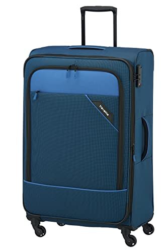 travelite Derby Rollkoffer, Klassiek, Robuuste En Lichte Zachte Bagagetrolley Met 4 Wielen In 4 Kleuren, Blauw