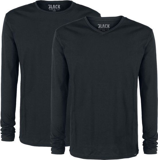 Black Premium by EMP Dubbelpak zwarte longsleeves - Heren - 5XL