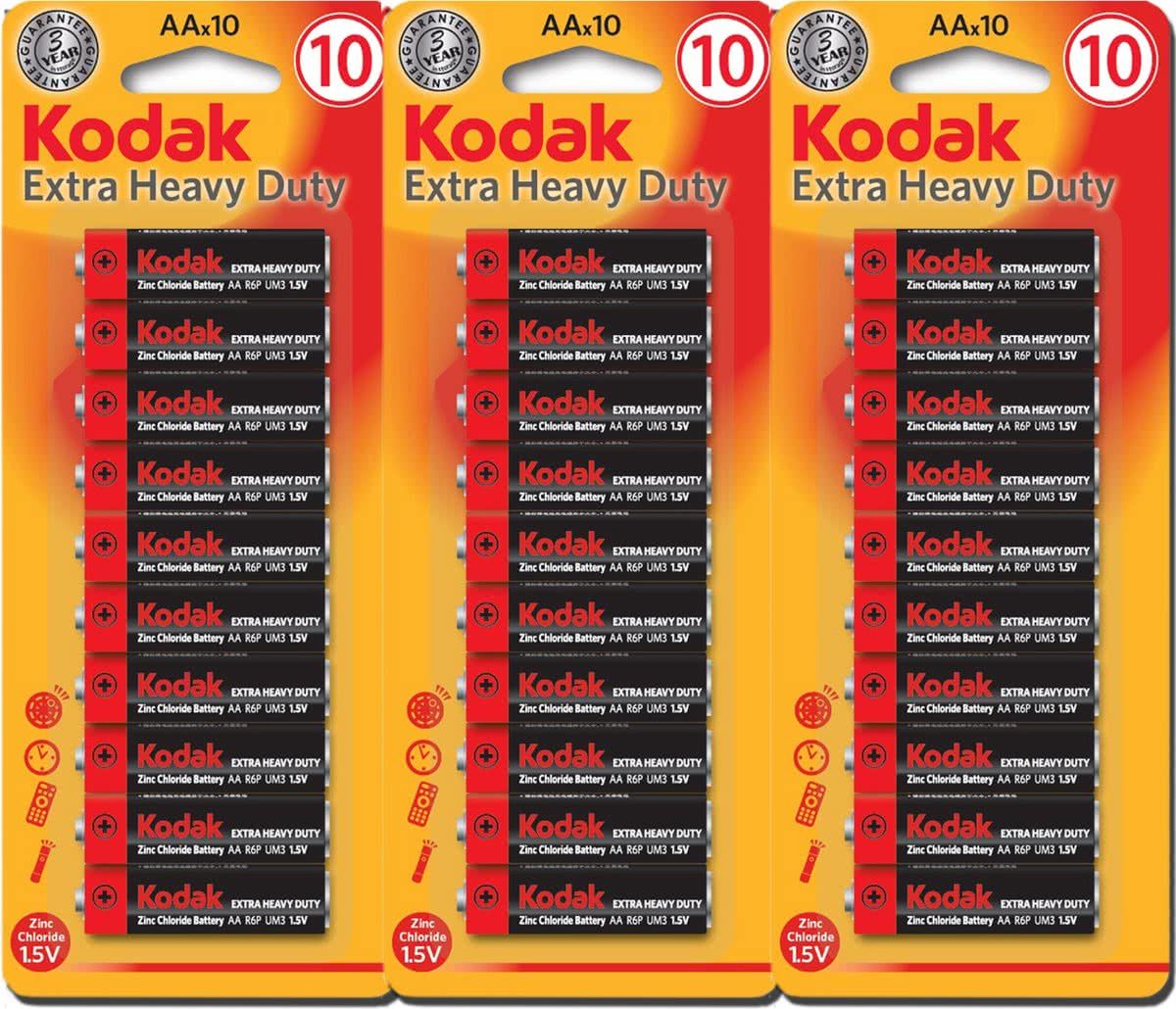 Kodak Batterij AAA Batterijen Extra Heavy Duty - 30 Stuks