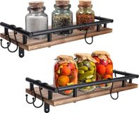 Marque non spécifiée Set de 2 étagères à épices, montage mural pour cuisine, étagère à épices, mur, étagère à épices, bois, pots à épices, organisateur de rangement