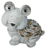 H&L Zonnepaneel tuinornament Schildpad, 21 cm – grijs