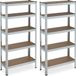 Merkloos 2x opbergrek verzinkt - stellingkast - 5 etages - magazijnrek - 150 x 75 x 30 cm