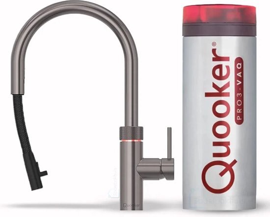 Quooker flex kokendwaterkraan - draaibare & uittrekbare uitloop - PRO3 reservoir - Warm / kokend water - gunmetal 3XGME