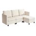 VEVOR Canapé sectionnel 3 places, canapé d'angle convertible moderne en mousse haute résilience avec rangement dissimulé, sofa rembourré avec cadre en bois massif, pour salon, chambre, beige
