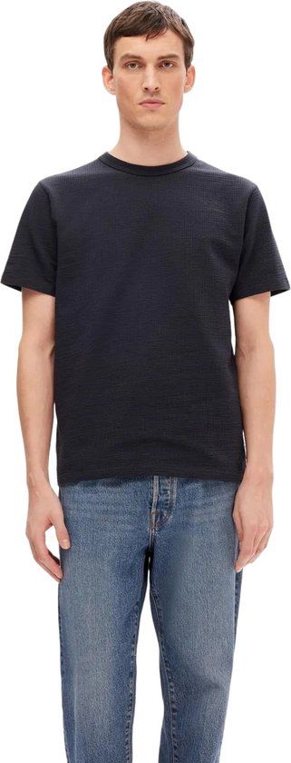 Selected Homme Heren T-Shirt SLHSANDER SEERSUCKER Regular Fit Blauw M