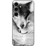 Maniacase Beschermhoes Samsung Galaxy S24 FE Le loup et la louve Animal noir et blonc