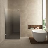 Wiesbaden Less douche - Links - 90x200cm - 8mm glas de sécurité - clair à verre fumé miroir - acier brossé - Nano Coating Antikalk