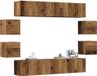 Maison Exclusive - Ensemble de meuble TV composé de 8 pièces, pour montage mural, avec un aspect bois vieilli, fabriqué en panneau de fibres de bois