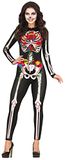 Fiestas Guirca Kleurrijke Bloemen Skelet - Vrouw - Jumpsuit - Polyester - ZwartMulticolor - Maat 42-44