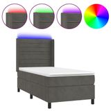 VidaXL Boxspringbed met Matras en LED-verlichting, Fluweel, Donkergrijs, 80x200 cm