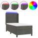 vidaXL Boxspringbed met matras en LED-verlichting, donkergrijs, 90x200 cm, fluweel