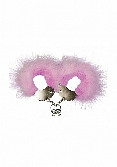 Adrien Lastic Metal and Feather Handcuffs - Pink