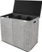 Zonovi Panier à linge - 3 compartiments avec couvercle - Pliable - Gris - 110 litres