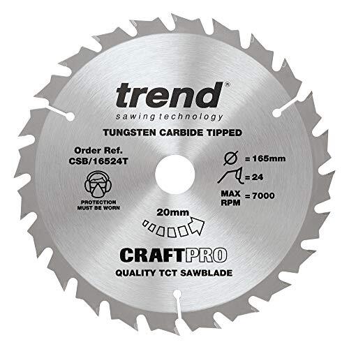 TREND Trend CraftPro Gecombineerd TCT-zaagblad, 165 mm x 24 tanden x 20 mm asgat, wolfraamcarbide getipt, CSB/16524T
