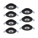 EGLO 7-delige set LED inbouwspots Cedrez, Ø 9 cm, extra platte plafondspots | met Dip Switch, kunststof zwart, warmwit, neutraalwit, koelwit