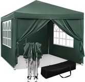 Waterdichte tent, afneembare tent, zonbescherming, feesttenten met zijwanden, tuintenten, terrasoverkappingen, tenten voor kamperen, festivals, pagodententen met metalen frame, 3 x 3 meter, Grün
