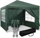 Waterdichte tent, afneembare tent, zonbescherming, feesttenten met zijwanden, tuintenten, terrasoverkappingen, tenten voor kamperen, festivals, pagodententen met metalen frame, 3 x 3 meter, Grün