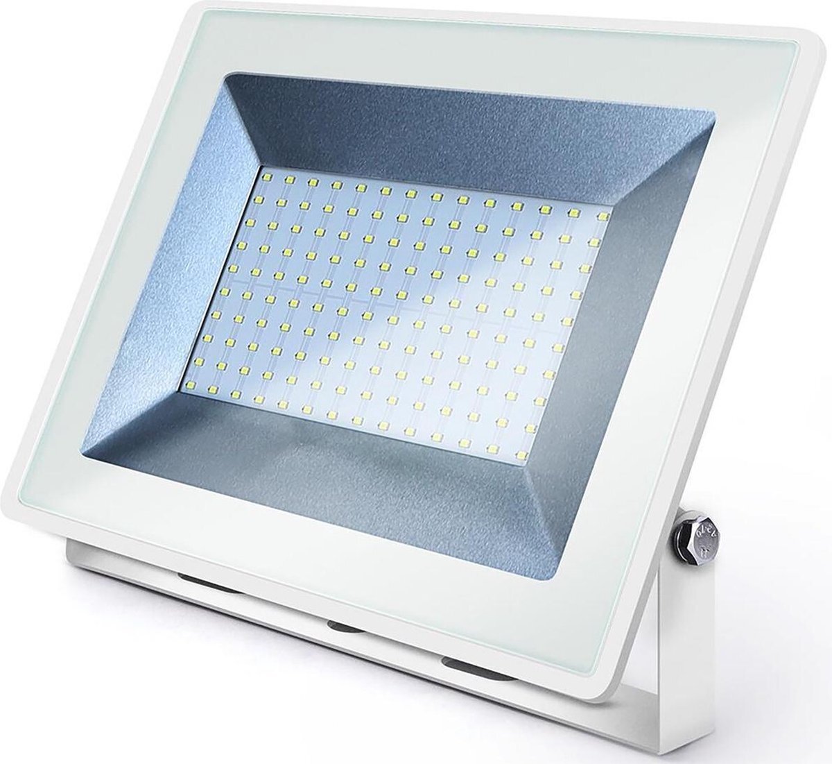 Qualu LED Bouwlamp 100 Watt - LED Schijnwerper - Igia Iglo - Helder/Koud Wit 6400K - Waterdicht IP65 - Mat Wit - Aluminium