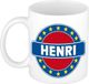 Bellatio Decorations Henri voornaam koffiemok beker wit/blauw 300 ml