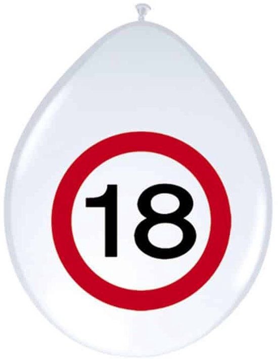 8 Folat Ballonnen verkeersbord 18 (8 stuks)