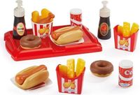 Ecoiffier Hot Dog Spielset, 2423, Fast-Food Menü zum Mitnehmen, Selbst Zusammenstellen für 2 Personen, Hergestellt in Frankreich