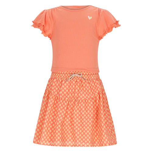 NONO gebloemde midi jurk oranje