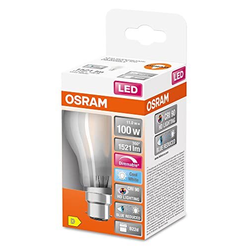 OSRAM Lamps OSRAM Superstar dimbare LED lamp met bijzonder hoge kleurweergave (CRI90), B22d-basis matglas ,Koud wit (4000K), 1521 Lumen, substituut voor 100W-verlichtingsmiddel dimbaar, 1-Pak