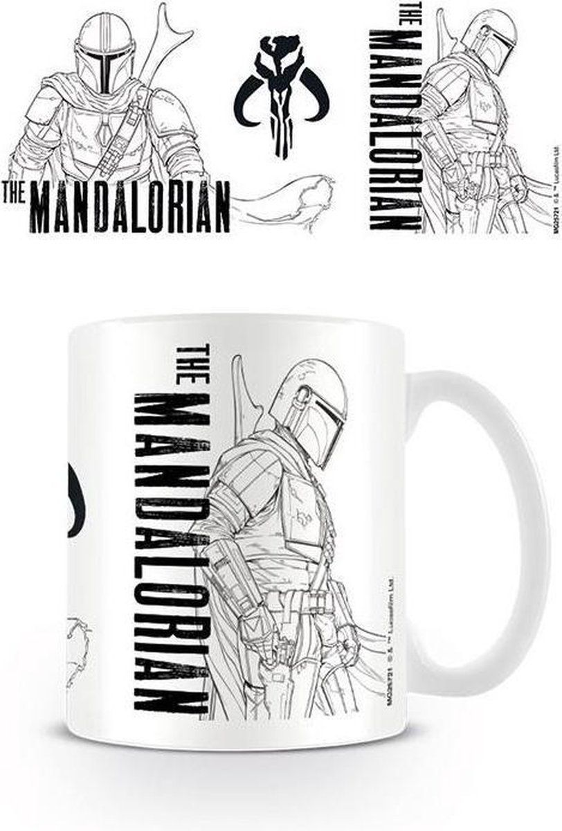 Hole in the Wall Star Wars The Mandalorian Line Art Mok - Wit - Keramiek - 2022