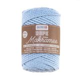GLOREX 5 1007 33 - Macramé touw 3 mm, 250 g, lichtblauw, lengte 63 m, gedraaid, textielgaren van 60% katoen, 40% viscose, voor haken, breien, knopen en textieldesign