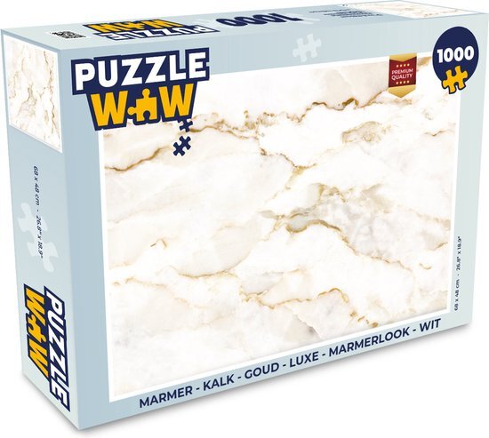 MuchoWow Puzzel Marmer - Kalk - Goud - Luxe - Marmerlook - Wit - Legpuzzel - Puzzel 1000 stukjes volwassenen - Sinterklaas cadeautjes - Sinterklaas voor grote kinderen