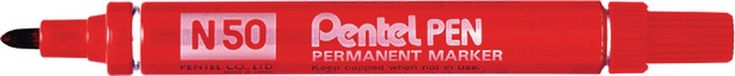 Pentel N50 permanente marker ronde punt 1,5-2 mm lijnbreedte 12 stuks rood