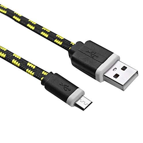 Shot Case Kabel gevlochten 1 m micro-USB voor Gionee F9 Plus Smartphone Android oplader USB-veters nylondraad zwart