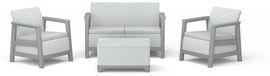 Keter Scandi Linea set de salon pour 4 personnes, avec table de rangement – gris clair