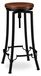 Tabouret de bar vintage, pivotant, réglable en hauteur, en fer et en bois, noir et marron