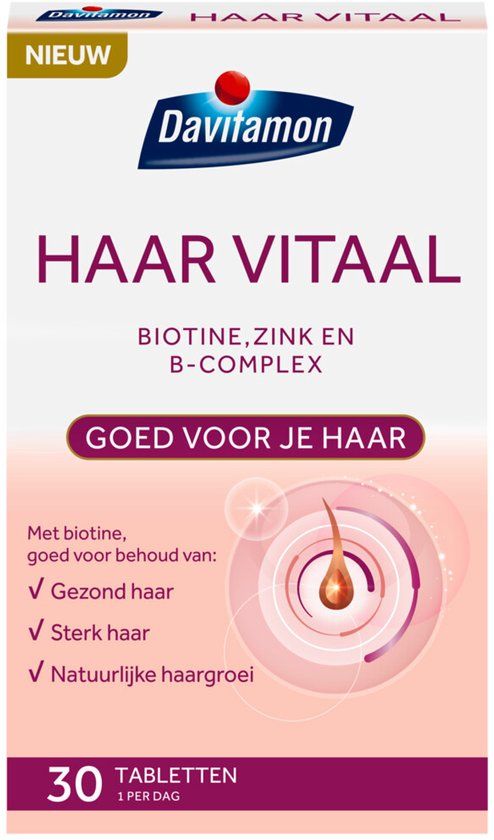 Davitamon Haar Vitaal - Multivitaminen Goed voor je haar - Met Biotine en Zink - 30 tabletten