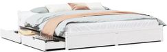 vidaXL Massief houten bed zonder matras, wit, 180x200 cm, van grenenhout
