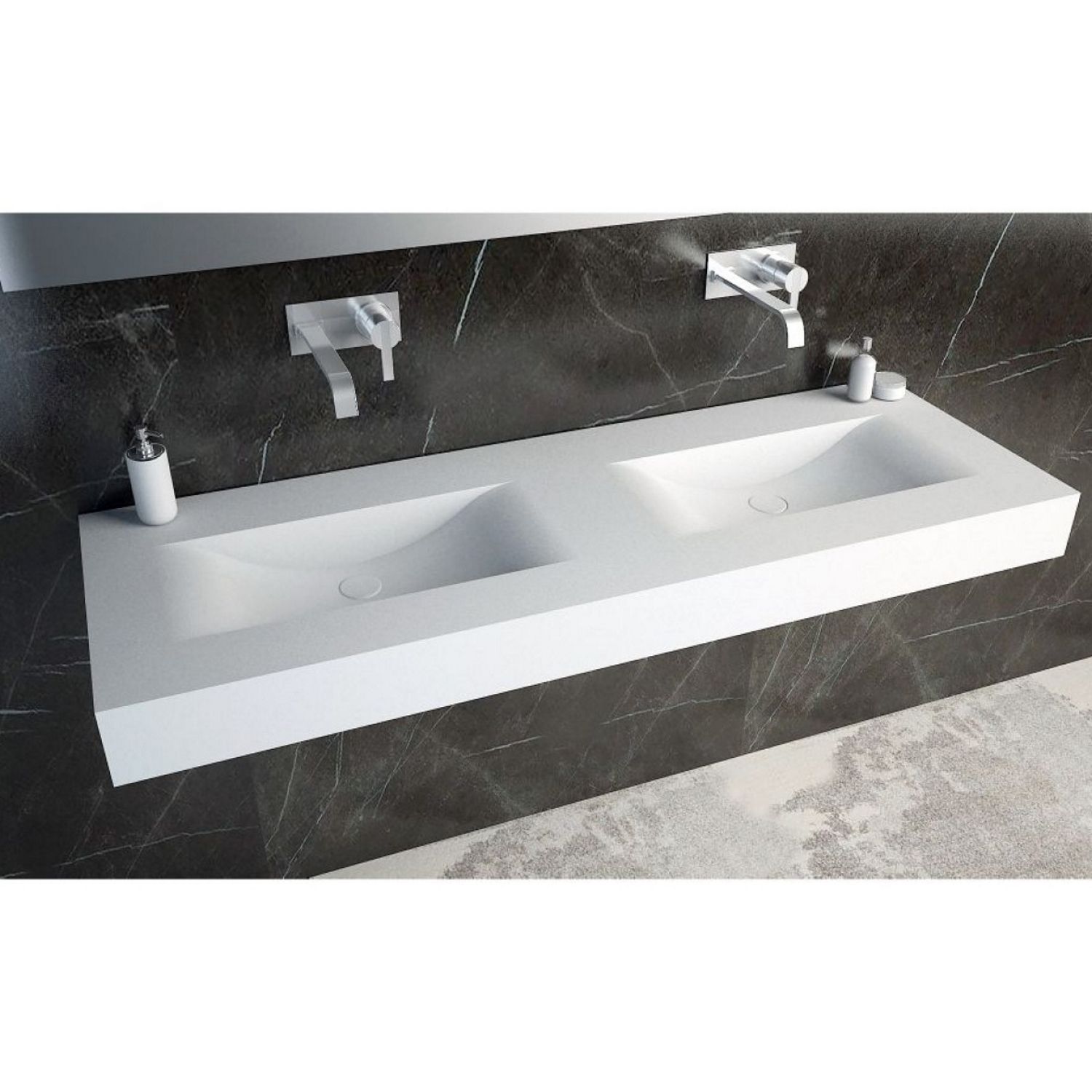 Ideavit Solidvolo Wastafel - 140x48x11 cm - Solid Surface - Mat Wit