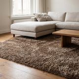 DÉJA Living Vloerkleed 200x290cm - Hoogpolig Taupe Wol - Sema