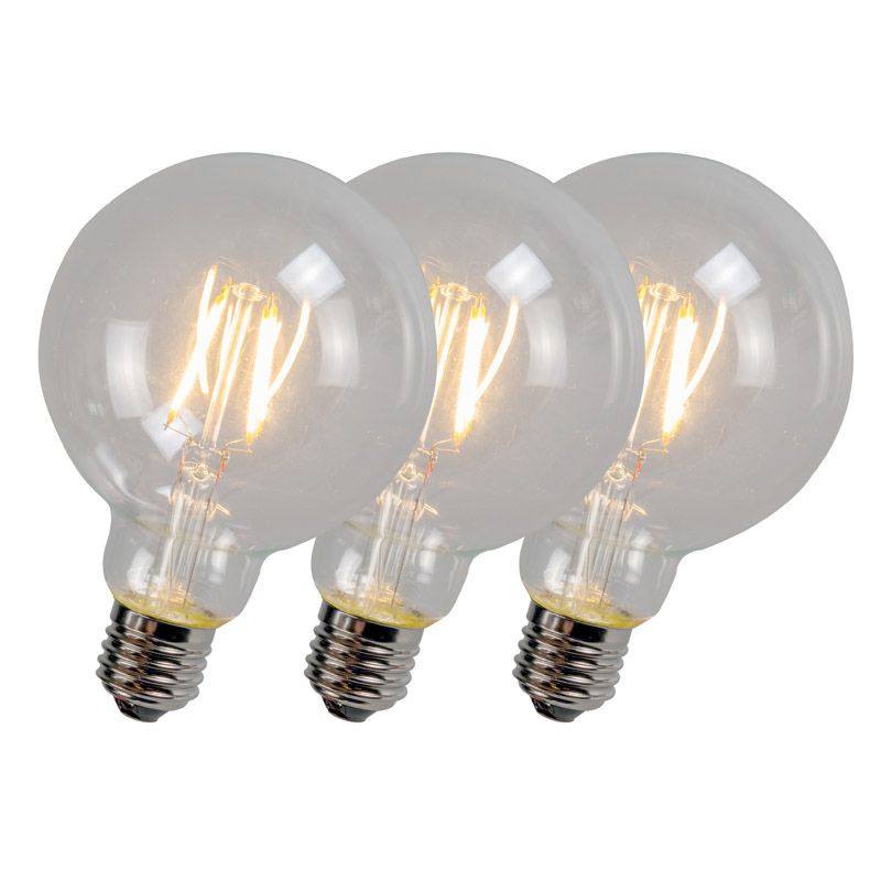 QAZQA Filament LED lamp G95 4W 2700K helder set van 3