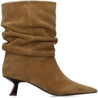 Sacha Dames Beige suède slouchy enkellaarsjes met hak - Maat 41