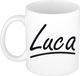 Bellatio Decorations Luca Naam koffiemok - beker - met sierlijke letters - wit