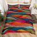 Ensemble de literie, super king size, design bohème coloré, 260x220 cm